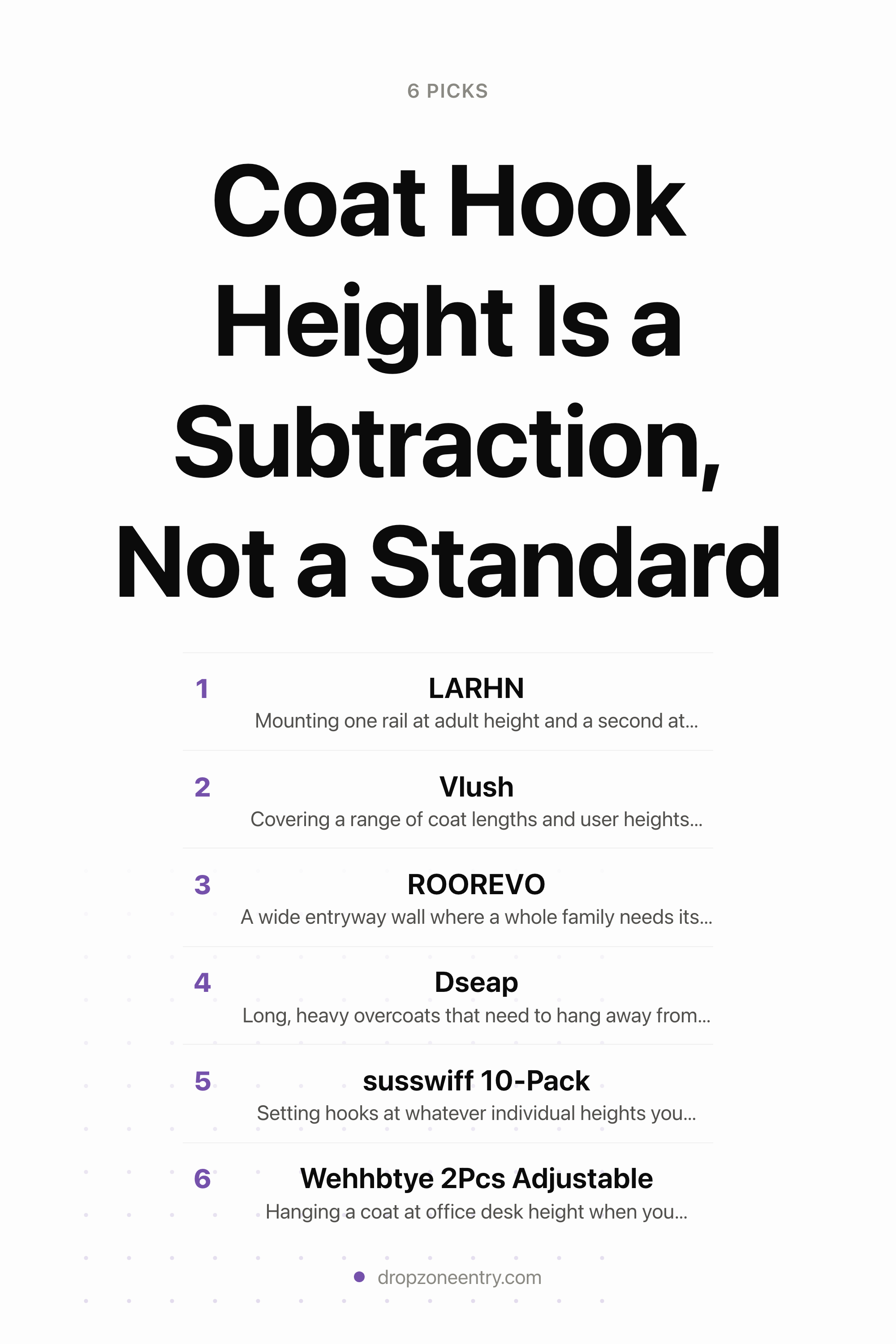 Coat Hook Height Is a Subtraction, Not a Standard — the picks, as a saveable list
